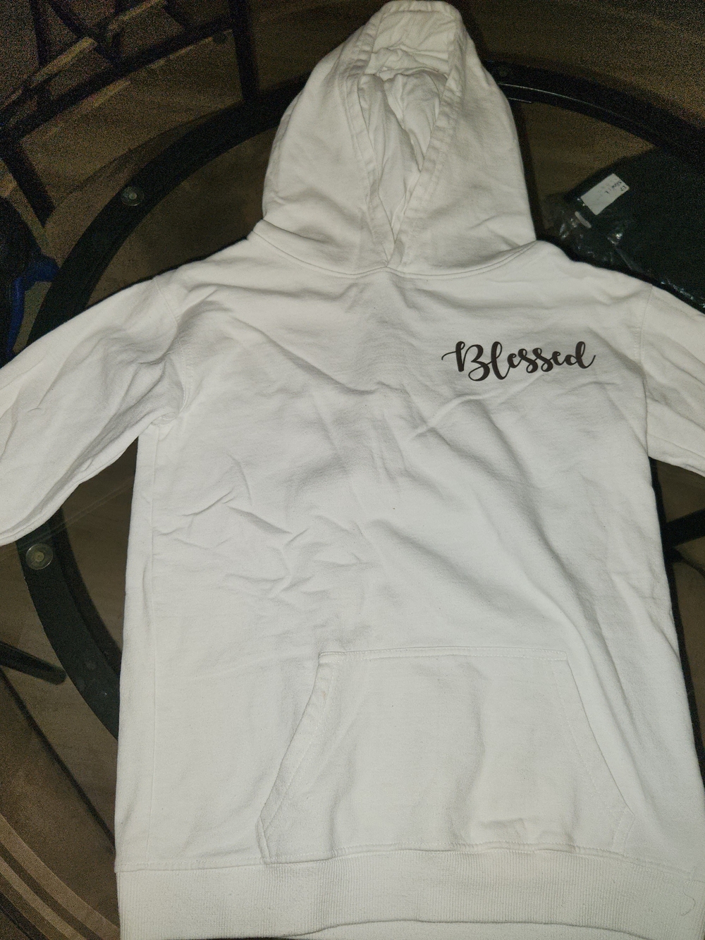 "Blessed" White Pullover Hoodie Girls Size Large